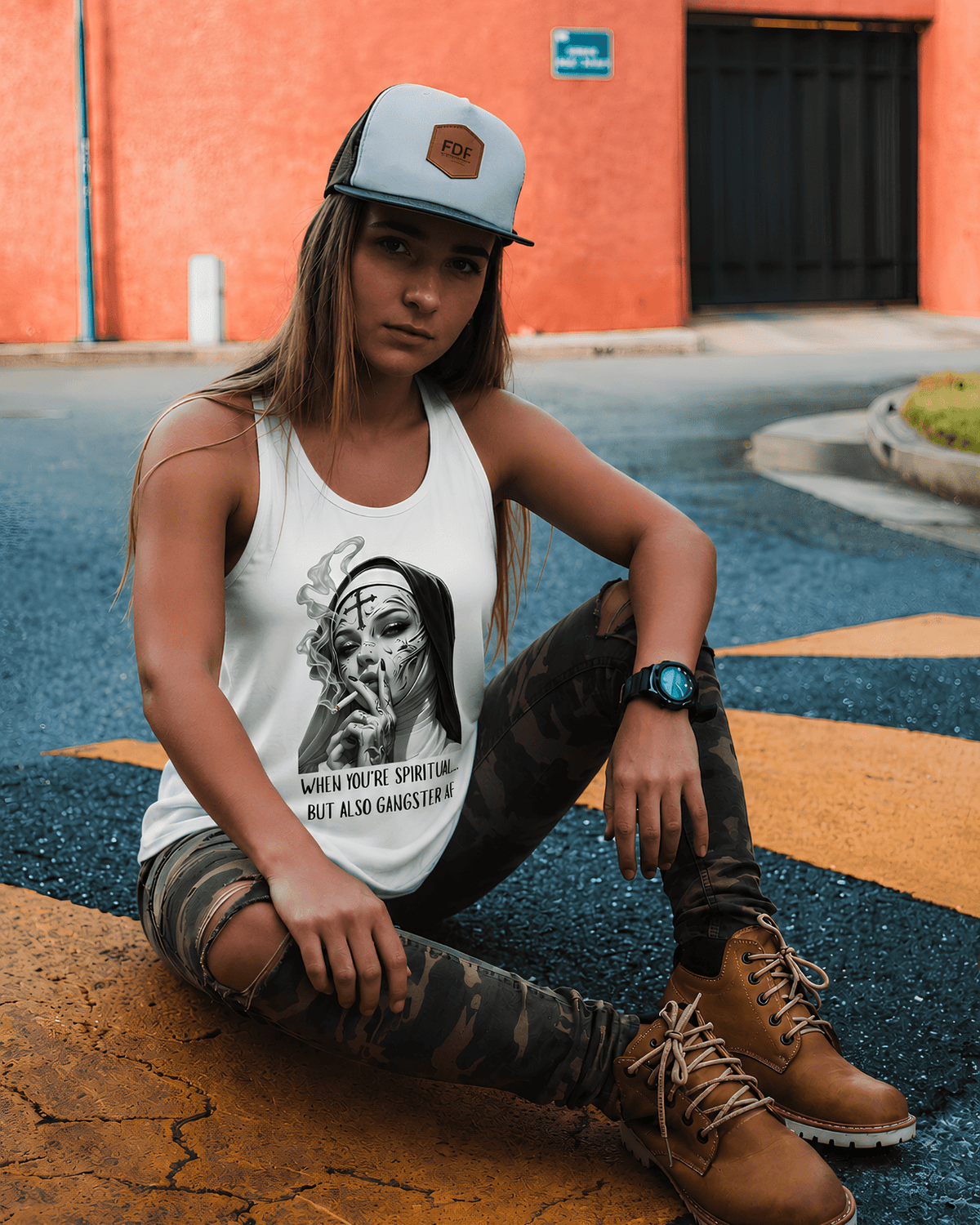 Smoking Nun - Women's Tank Top - Afterglow
